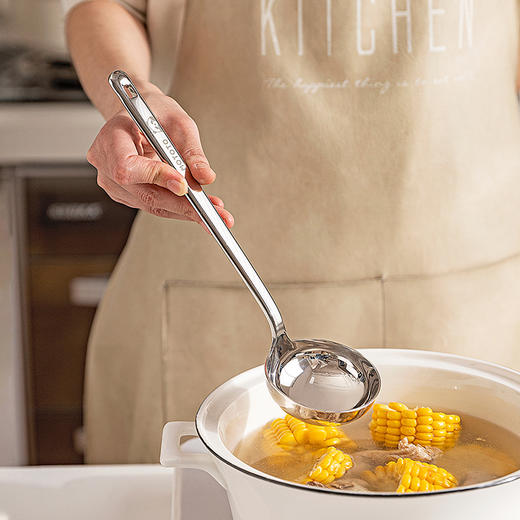 摩登主妇304不锈钢汤勺家用火锅盛汤粥大号汤匙厨房长柄漏勺勺子 商品图0