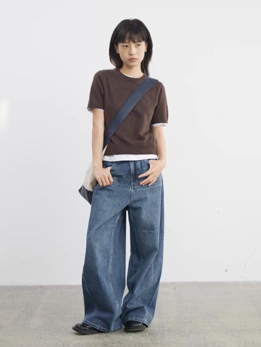 步履不停/5A42101C/水洗弯刀牛仔裤 商品图0