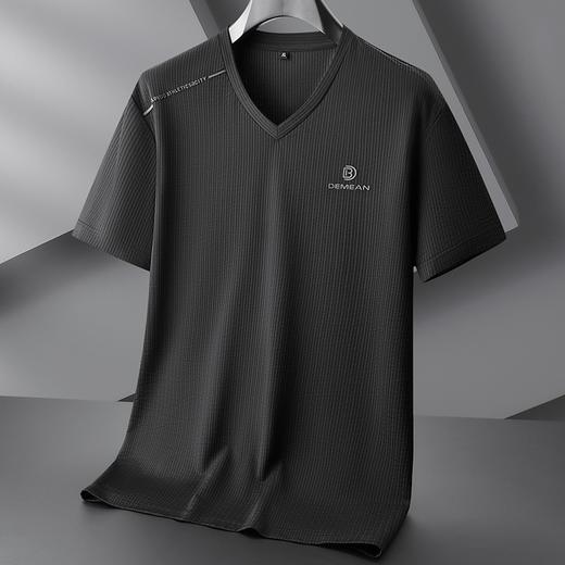 【V领】【DPF】大依优型大码短袖T恤冰丝凉感V领半袖体恤加肥大码休闲上衣胖子夏装新款男士 商品图1