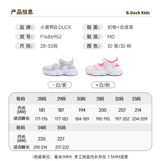 B.Duck小黄鸭童鞋女童夏季凉鞋花朵中网面运动鞋公主鞋28-35 F1686952 商品图1