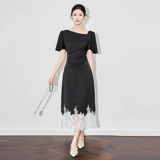 【高货wl】全新升级【铂金会员330/天猫449/差价119】(15846) 洛诗琳高品质轻盈垂感醋酸缎提花睫毛蕾丝优雅短袖连衣裙 商品图2