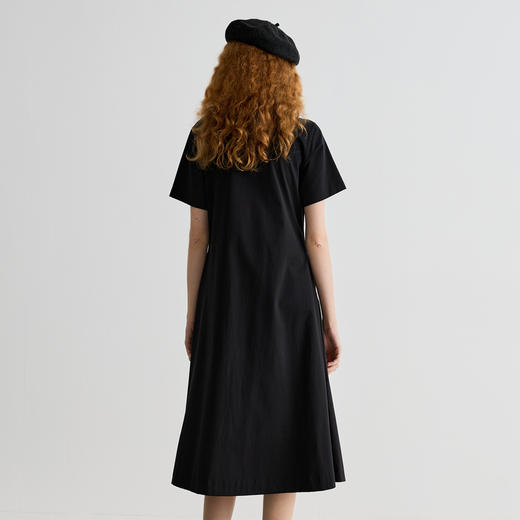 谜底连衣裙短袖女2025夏季新品通勤拼接层次感X型长裙252ML0657 商品图2