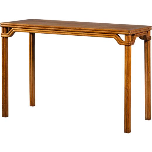 民国 黄花梨嵌花梨木劈料高罗锅枨圆包圆条桌 商品图5