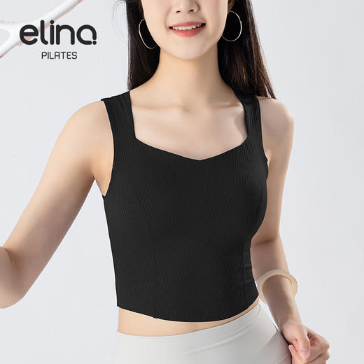 一恋•普拉提 2025春季新款空气感Air提花运动背心复古赫本领瑜伽背心EMM015 商品图8