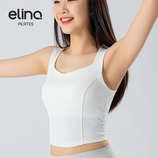 一恋•普拉提 2025春季新款空气感Air提花运动背心复古赫本领瑜伽背心EMM015 商品图4