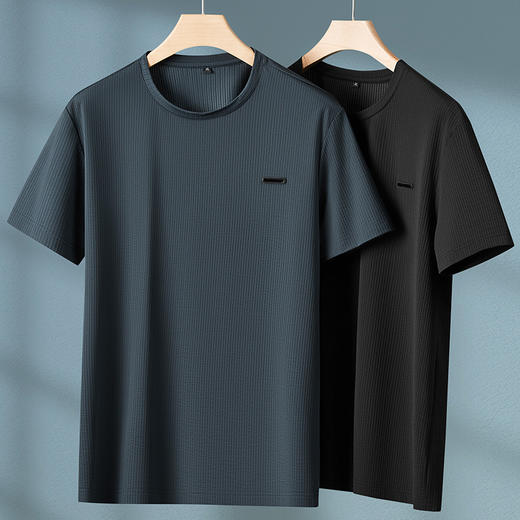 【冰丝】【DPF】大依优型大码短袖T恤夏季运动休闲圆领半袖男士冰丝薄款汗衫肥佬上衣胖子 商品图3
