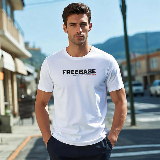 自由基地夏新品户外军潮logo印花短袖T恤男款情侣透气弹力棉上衣 NMT-2220 商品图1