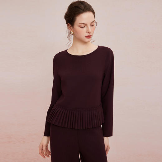 QF109斯尔丽2025新款四面弹舒适面料颗粒视觉宽松舒适上衣配直筒裤套装 商品图2