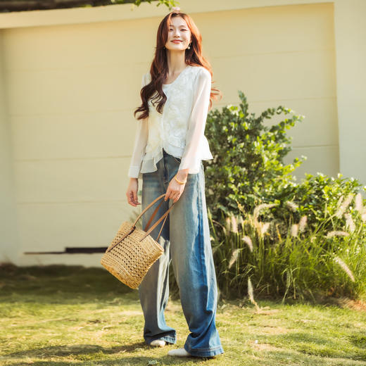 【林栖设计小店】（少量现货）【林栖推荐】2025年春夏新品白玫瑰真丝外套上衣女N1952302 商品图3