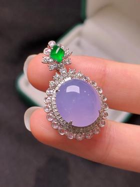 紫罗兰蛋面翡翠吊坠