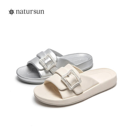 natursun法式凉拖鞋女外穿时尚休闲一脚蹬沙滩厚底拖N25385002 商品图4