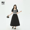 P&X设计师女装 黑白条纹撞色分式套装连衣长裙 825214081 黑色 商品缩略图0