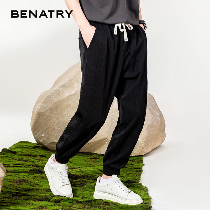 贝纳川肌理面料休闲慢跑裤ECP232005402