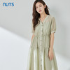 NUTS夏季新品时尚优雅修身气质V领收腰显瘦短袖连衣裙323101053B 商品缩略图1