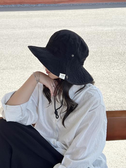 两色纯棉渔夫帽，梅子色超好看，配防风绳！不退不换~ 商品图0