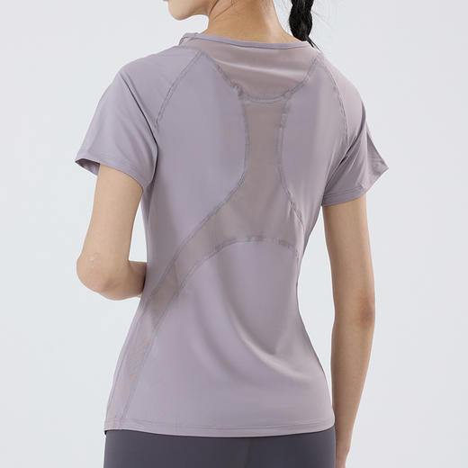 【路路精选】速干短袖运动T恤透气吸湿排汗女户外健身跑步网纱拼接修身瑜伽服 商品图3