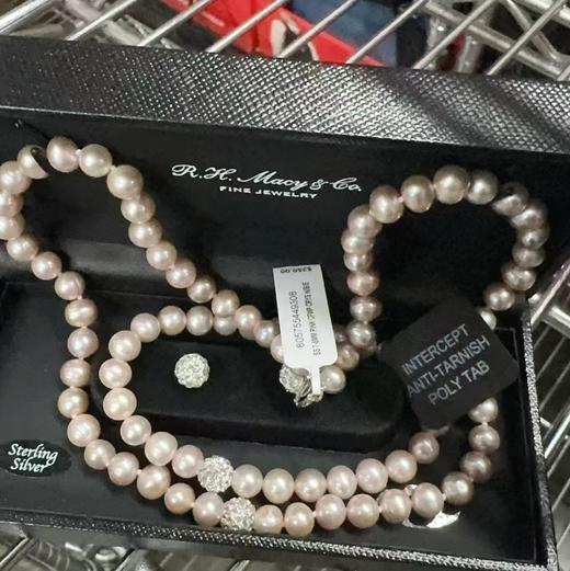 到手价699元 Macys梅西百货珍珠项链手链耳钉三件套 纯珍珠 银针耳钉  美国代购，无中文标签，介意慎拍 商品图1