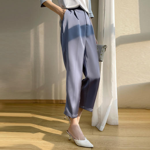 春季新款冰丝九分裤直筒裤女士裤子高腰显瘦休闲裤小脚裤西裤2025新款休闲裤卡其色百搭裤子 商品图2