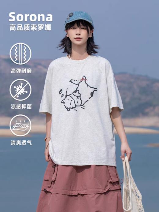 早乙女惠子saotome/STMDX252096/趣味发泡印小猫索罗娜短袖T恤 商品图1