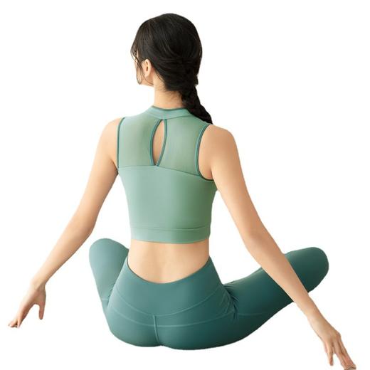 美愫中国风瑜伽背心女无袖修身网纱透气时尚休闲运动背心带胸垫 商品图4