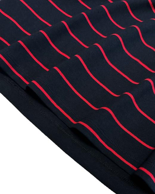 中性款刺绣条纹短袖T恤he008 商品图1