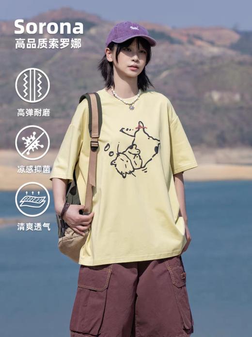 早乙女惠子saotome/STMDX252096/趣味发泡印小猫索罗娜短袖T恤 商品图0