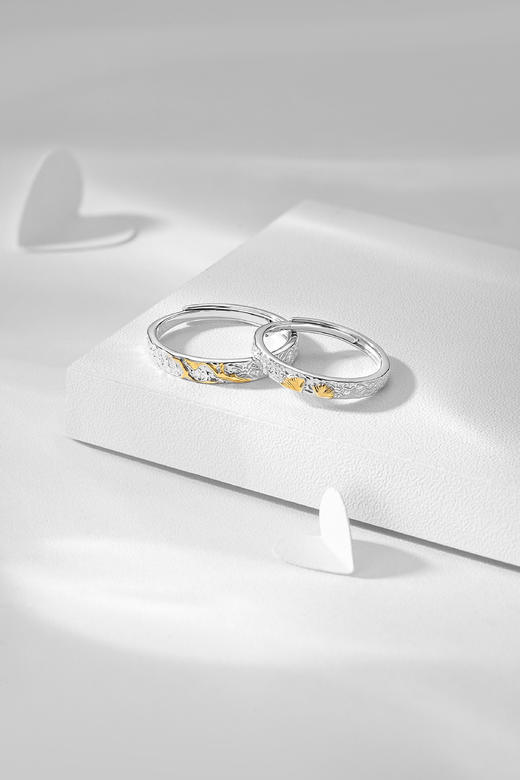 卡蒂罗/KADER【足银999】 卡蒂罗KADER 流光银杏情侣对戒 碎冰冰三生有杏原创设计简约冰川纹理感可调节素圈一对 时尚百搭通勤 999足银 戒指 男女同款情侣款 商品图14