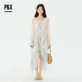 P&X设计师2025夏季新款连衣裙外披+吊带套装长裙825214080 花色