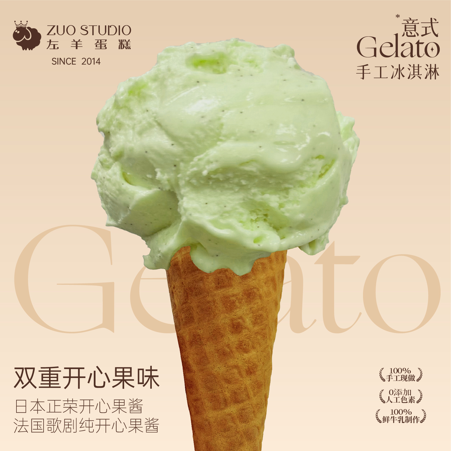 更换口味 | 双重开心果味/意式手工冰淇淋