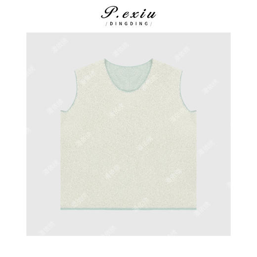 04-3潘依绣丁丁宠粉PanYiXiu/潘依绣【薄荷一夏】人丝撞色锁边无袖U领马甲针织ZZ0827 商品图1