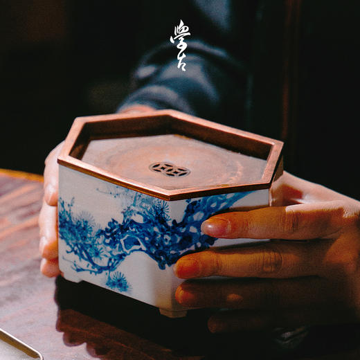 娜家松壶承中式手工手绘潮州工夫茶纯铜白瓷可做壶承可做茶盘 商品图2