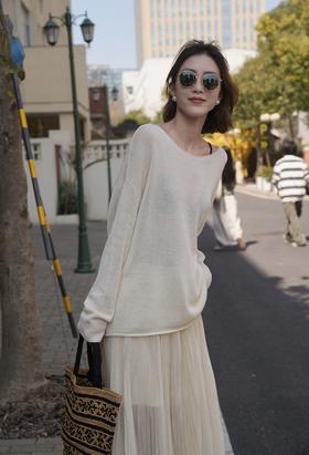 春日多巴胺和纸纱莱赛尔天丝针织长袖防晒罩衫