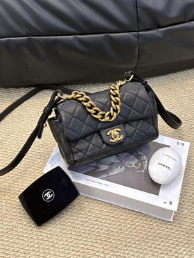 Chanel 季节款 黑金 斜挎包 23开