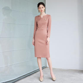 IWY/高级感气质粉色西装连衣裙女法式名媛正式场合接待工作服Q1254-P