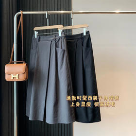 科技抗皱！2025工装风纸折裙休闲通勤褶皱A字松紧高腰显瘦八分裙新款！