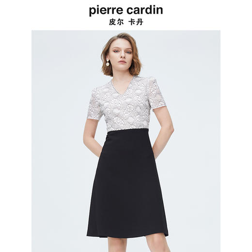 皮尔卡丹女装AB配知性修身蕾丝连衣裙P4226D4058W3 商品图4