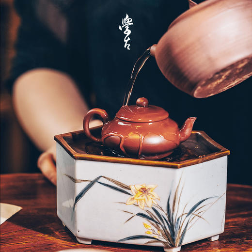 娜家兰壶承中式手工手绘潮州工夫茶纯铜白瓷可做茶盘 商品图2