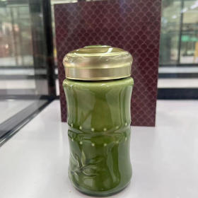 乾唐轩小竹报平安随身杯（耀州绿+碧玺釉）370ml单层（仅供济南市区）