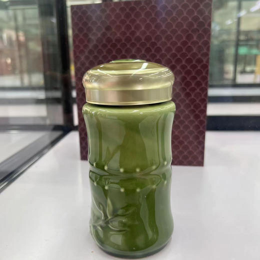 乾唐轩小竹报平安随身杯（耀州绿+碧玺釉）370ml单层（仅供济南市区） 商品图0