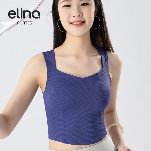 一恋•普拉提 2025春季新款空气感Air提花运动背心复古赫本领瑜伽背心EMM015 商品图3