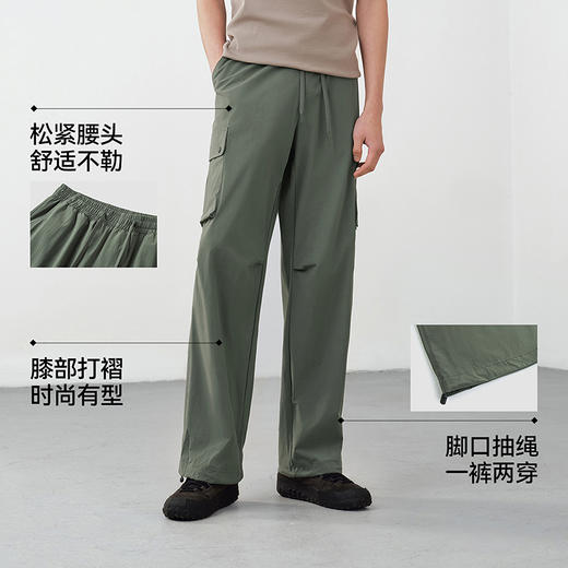 森马休闲裤男宽松直筒工装裤凉感吸湿速干伞兵裤夏季长裤户外潮流 商品图2