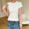 纯棉小圆领正肩短袖t恤女式春夏季可外穿大码修身打底衫大码女装 商品缩略图2
