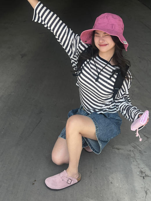 两色纯棉渔夫帽，梅子色超好看，配防风绳！不退不换~ 商品图10