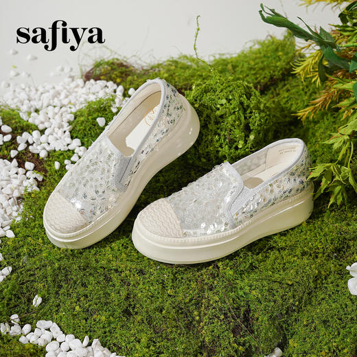 预售|Safiya/索菲娅2025春夏百搭懒人编织透气亮片蕾丝渔夫鞋 SFD1112259 商品图6