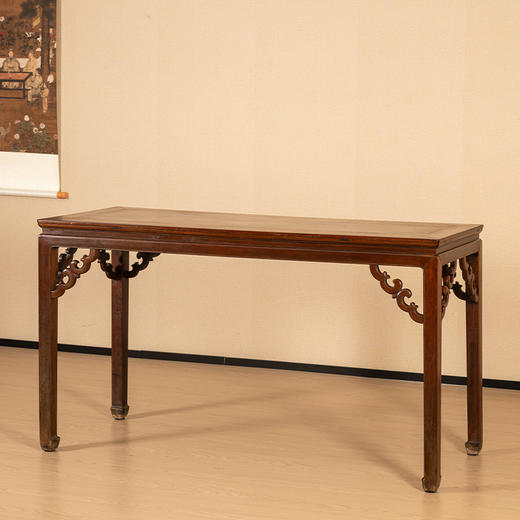 清 红木束腰马蹄腿云纹角牙画桌 商品图4