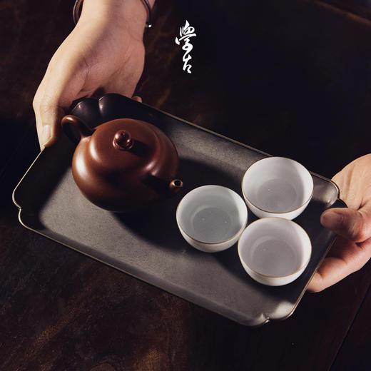 【2种规格可选】娜家倭口锡托盘 中式复古手工锡制托盘 商品图0