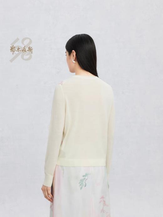 鄂尔多斯1980新品精纺羊毛圆领新中式山水画印花女针织开衫25春夏 商品图2