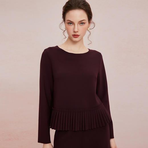 QF109斯尔丽2025新款四面弹舒适面料颗粒视觉宽松舒适上衣配直筒裤套装 商品图4