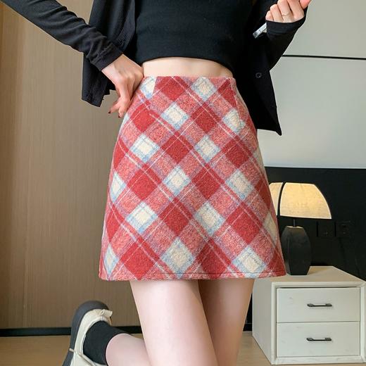 【灰常减龄的一款格子包臀短裙！四季都可穿喔】毛呢A字短裙秋冬半身格子短裙女韩版新款高腰修身a字包臀裙。ry 商品图1