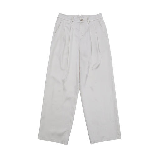 谜底休闲裤女2025夏季新品百搭通勤醋酸麻感合身西长裤252MK0543 商品图4